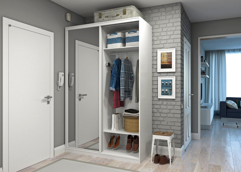 Sliding wardrobe in a small corridor