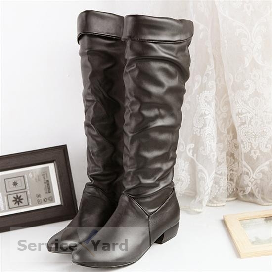 watermarked - Women-Boots-High-Leg-Flat-Heel-Boots-Hot-Selling-Fashion-Women-Snow-Shoes-Women-Motorcycle-Boots